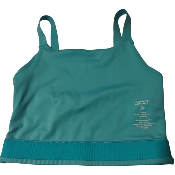 Girlfriend Collective Bra Mia High Neck Bright Teal Blue Green XS - Picture 8 of 12